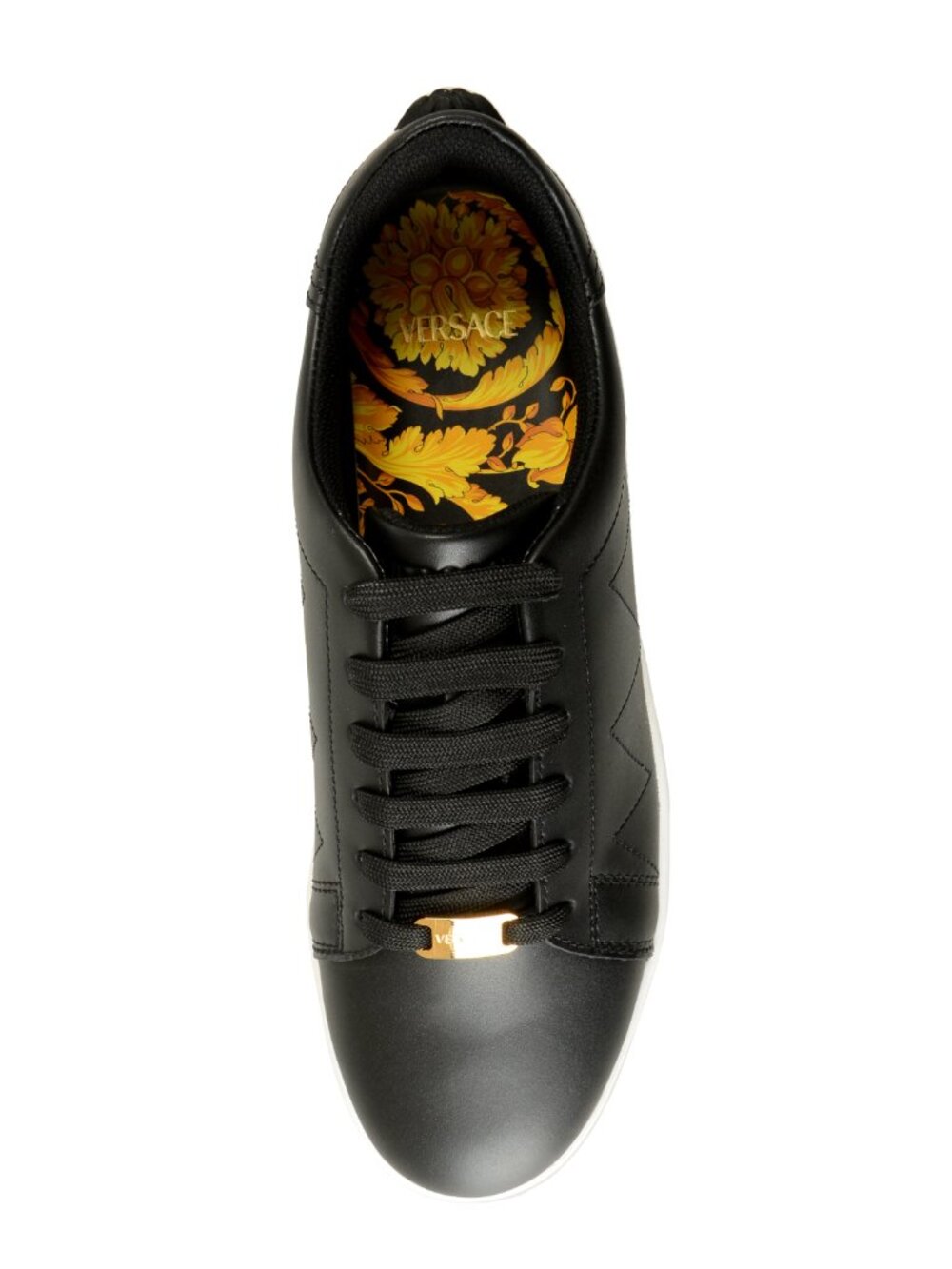 Versace Men's Black 100% Leather Athletic Sneakers Shoes US 13 IT 46 - Picture 7 of 8